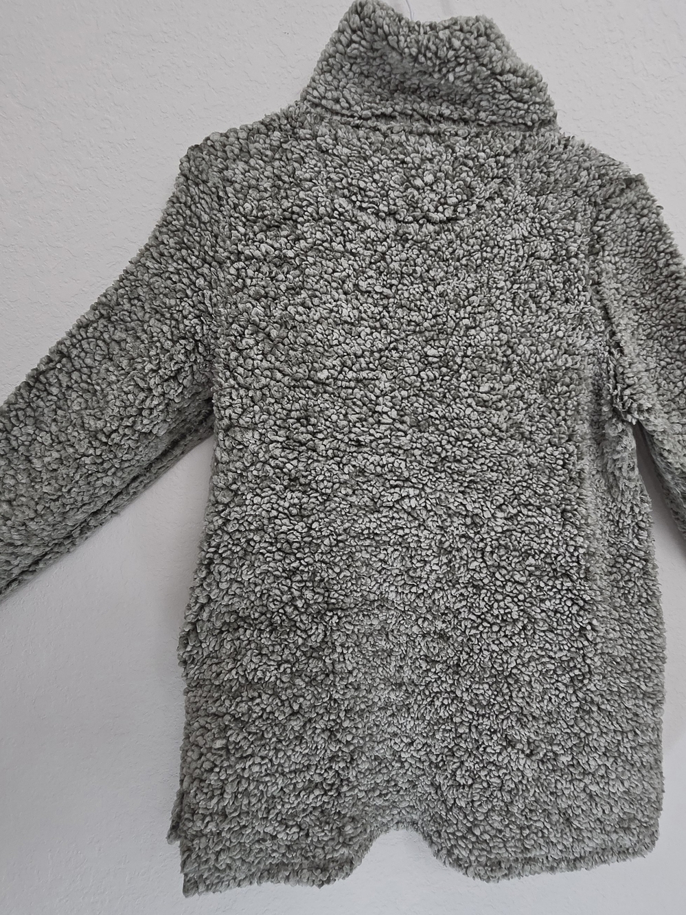 Latched Mama Olive Green & Light Gray Sherpa Pullover Jacket - Picture 3 of 6